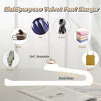 Velvet Pant Hangers Open End,16 Pack Non Slip White Felt Trouser Hangers