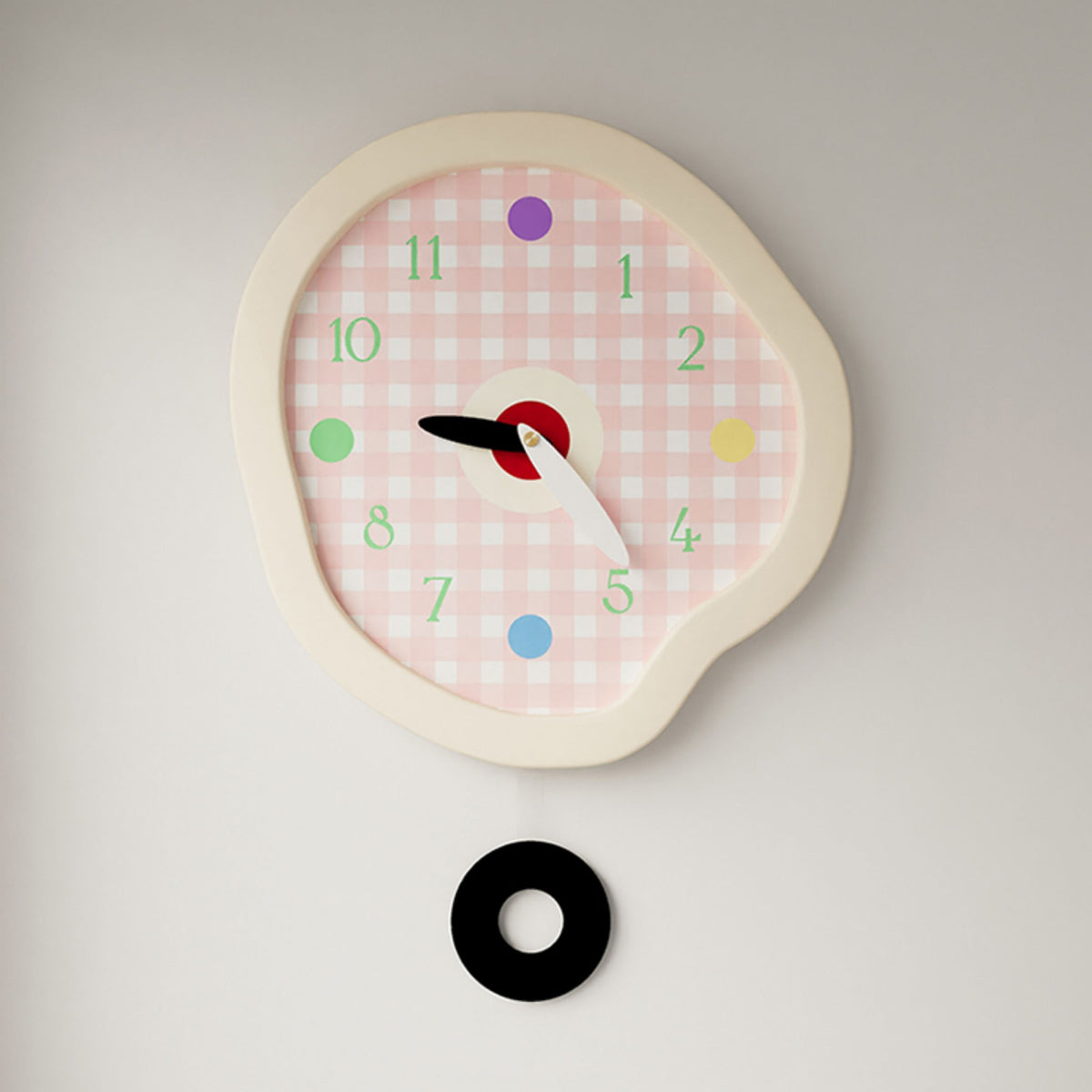 Creamy Gingham Wall Clock