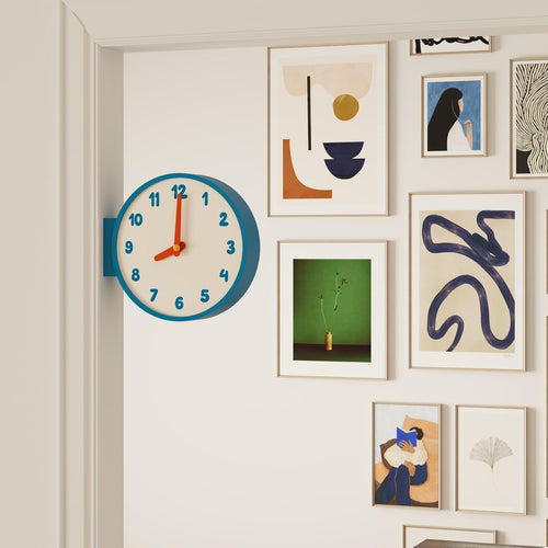 Blue Corner View Clock