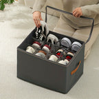 Oxford Fabric Shoe Storage Organizers with Adjustable Dividers and Clear Lids in Two- or Four-Piece Packs